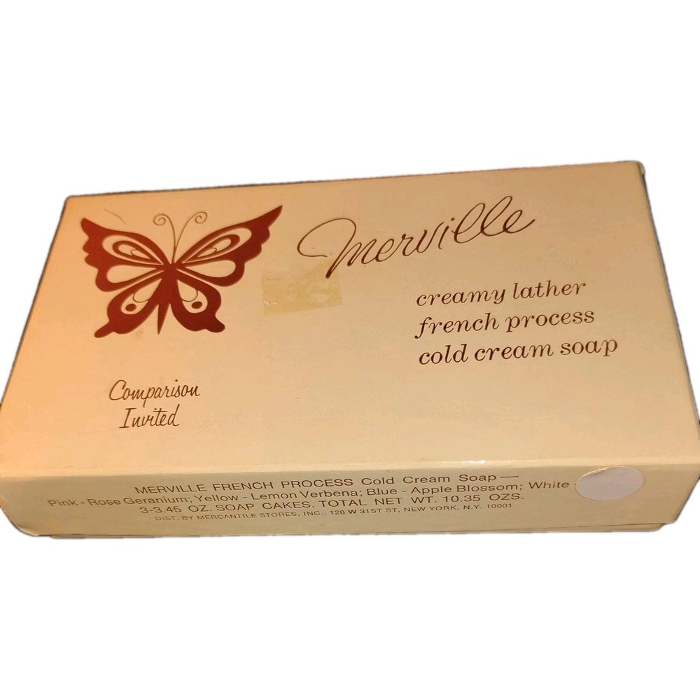 Vtg French Process Soap Merville Cold Cream "Spice" Creamy Lather - boxed 3 bars
